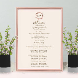 Monogram Bröllop Ceremony Program Sign Foam Board Poster