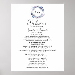 Monogram Bröllop Ceremony Program Sign Foam Board Poster