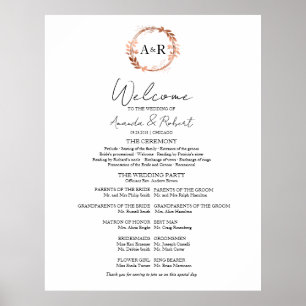 Monogram Bröllop Ceremony Program Sign Foam Board Poster