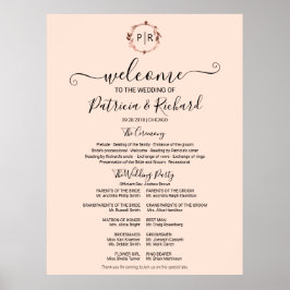 Monogram Bröllop Ceremony Program Sign Foam Board Poster
