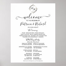 Monogram Bröllop Ceremony Program Sign Foam Board