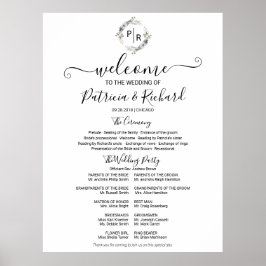 Monogram Bröllop Ceremony Program Sign Foam Board Poster