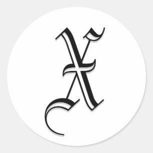 Monogram Bröllop EneKue Sticker "X" Runt Klistermärke