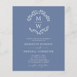 Monogram Bröllop Flyer - budgeterad Dusty Blue QR-