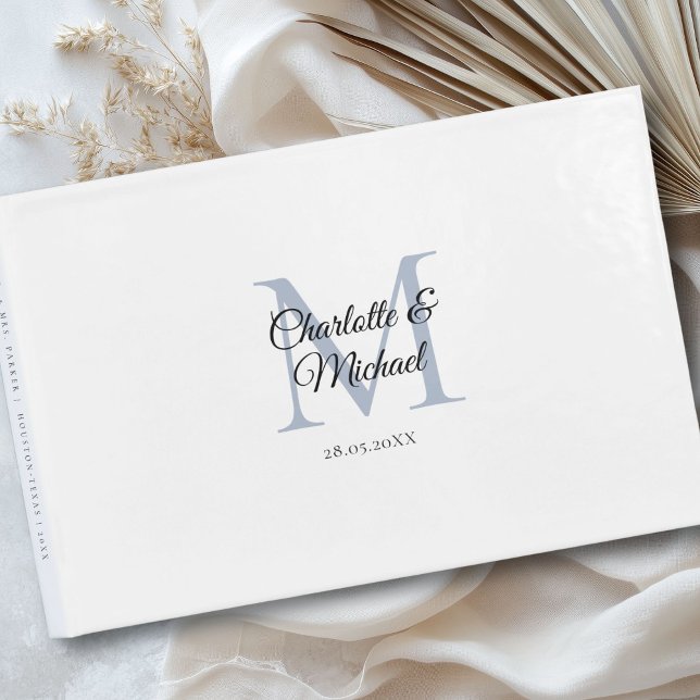 Monogram Bröllop Gästböcker (Customer-specific, simple, elegant, classic,monogram, white, wedding guest book with your names and.)