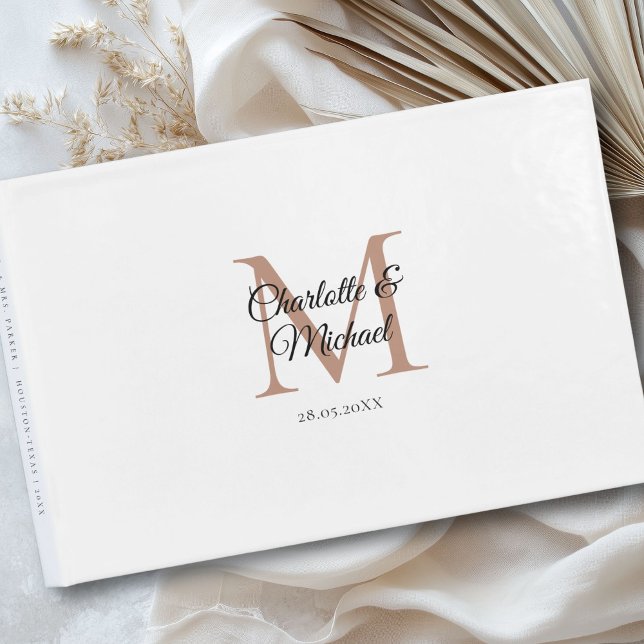 Monogram Bröllop Gästböcker (Customer-specific, simple, elegant, classic,monogram, white, wedding guest book with your names and.)