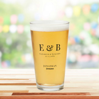 Monogram Bröllop Groomsman Gift Personlig Black Glaskopp