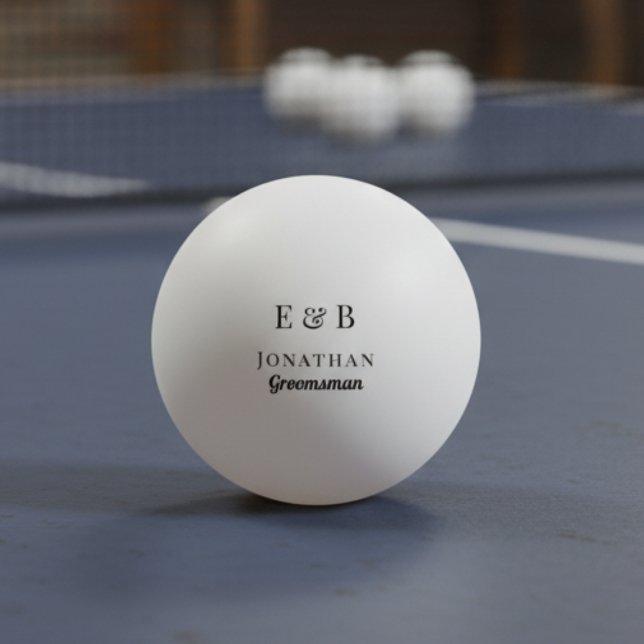 Monogram Bröllop Groomsman Gift Personlig Black Pingisboll (Skapare uppladdad)