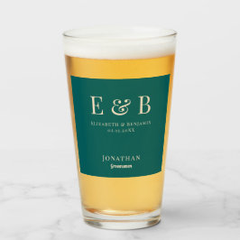Monogram Bröllop Groomsman Gift Personlig grönt Glaskopp
