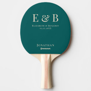 Monogram Bröllop Groomsman Gift Personlig grönt Pingisracket