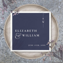 Monogram Bröllop i marinblå minimalistisk Elegant