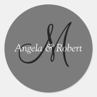 Monogram Bröllop kuvert förseglingar Runt Klistermärke