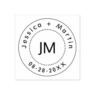 Monogram Bröllop Logotyp med par Namn och datum Stämpel