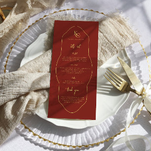 Monogram Bröllop Menu med Tack Meny