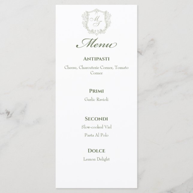 Monogram Bröllop Menus Meny (Framsida)
