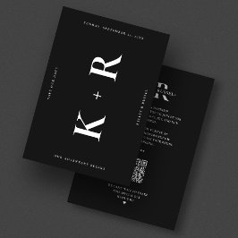 Monogram Bröllop Modern Enkel Svart Spara Datumet