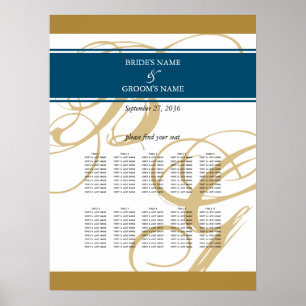 Monogram Bröllop, monogram, sittdiagram för den bl Poster