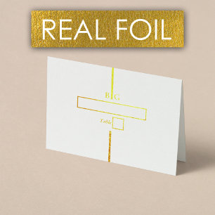 Monogram Bröllop-monokort för äkta guldfärg Folierat Kort