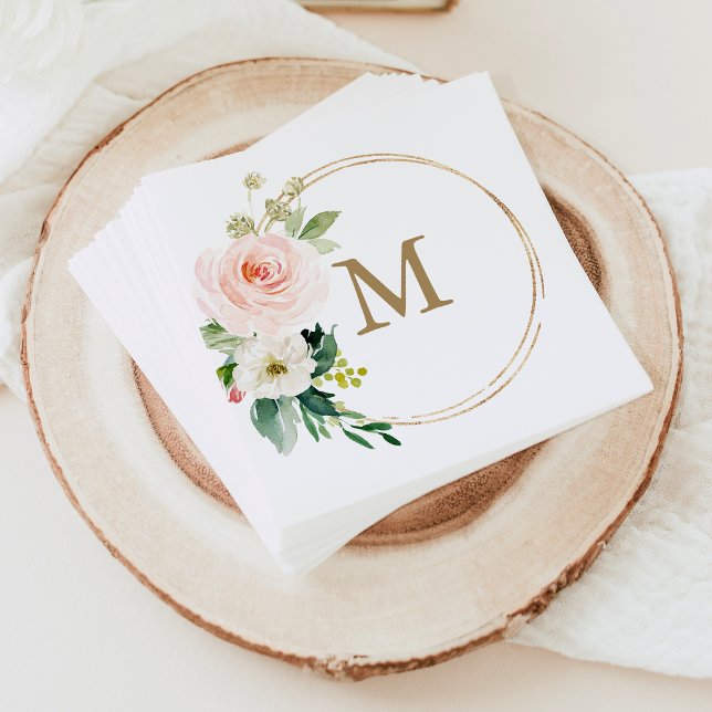 Monogram Bröllop Napkin Cocktail Napkin Pappersservett (Skapare uppladdad)