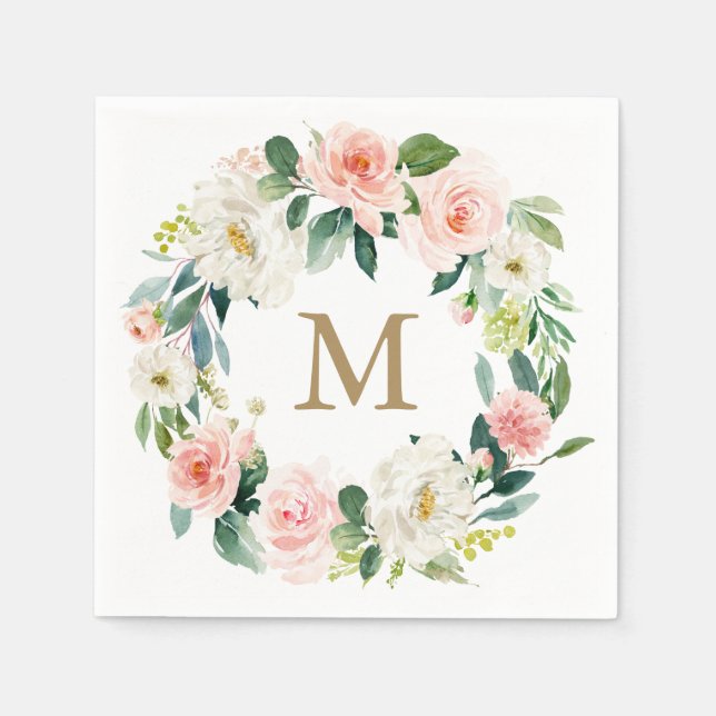 Monogram Bröllop Napkin Cocktail Napkin Pappersservett (Framsidan)