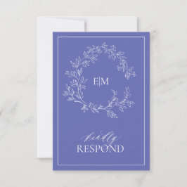 Monogram-Bröllop OSA för periwinkle Leafy Vapenskö Kort