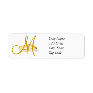 Monogram Bröllop Ringar Returetiketter Guld Returadress Etikett