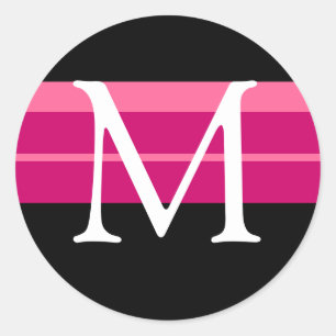 Monogram Bröllop Rosa Black White Kuvert Sticker Runt Klistermärke