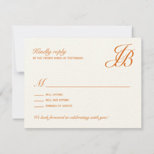 Monogram bröllop RSVP-kort (Orange) OSA Kort