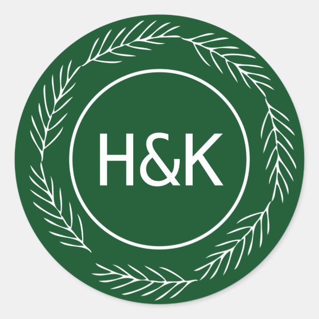 Monogram Bröllop Runt Klistermärke (Framsida)