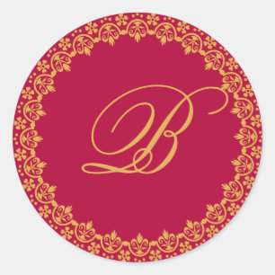 Monogram bröllop säl runt klistermärke