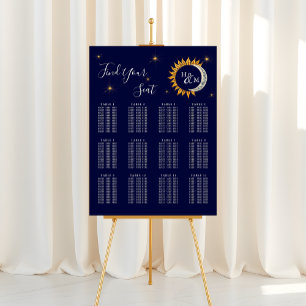 Monogram Bröllop, sittdiagram för Eleganten sol i Poster