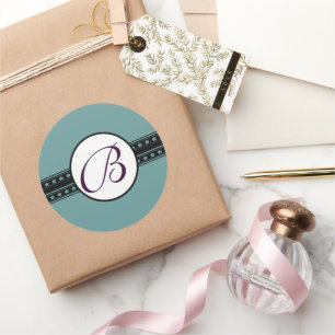Monogram Bröllop Star Gräns Runt Klistermärke