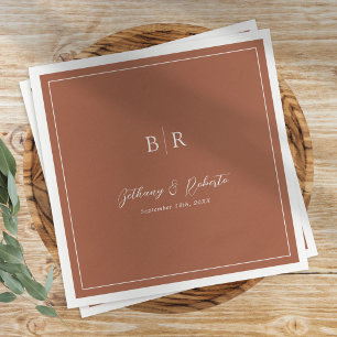 Monogram Bröllop Tableware Napkins för bränd Orang Pappersservett