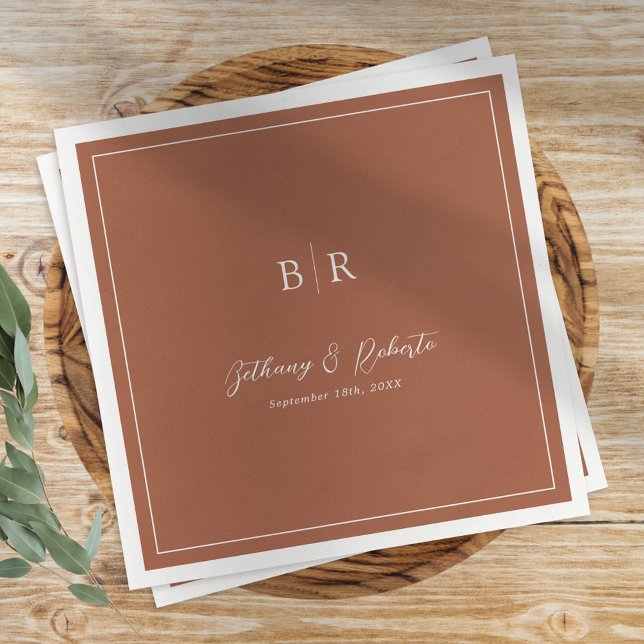 Monogram Bröllop Tableware Napkins för bränd Orang Pappersservett (Skapare uppladdad)