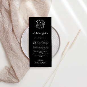 Monogram Bröllop Tack-monteringskort för blommigt  Meny