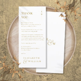 Monogram Bröllop Tack monteringskort för Guld Eleg Meny