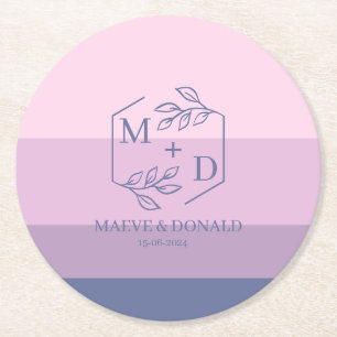 monogram bröllop underlägg papper rund