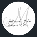 Monogram Bröllop - ursprunglig brigadförsegling Runt Klistermärke<br><div class="desc">Monogram Bröllop - ursprunglig brigadförsegling</div>