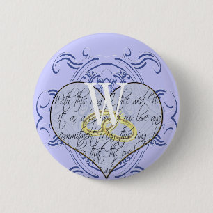 Monogram Bröllop Vow Heart Knapp