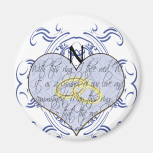 Monogram Bröllop Vow Heart Magnet