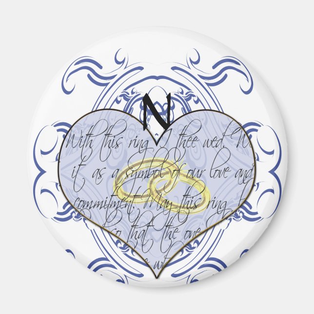 Monogram Bröllop Vow Heart Magnet (Framsidan)