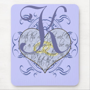 Monogram Bröllop Vow Heart Musmatta
