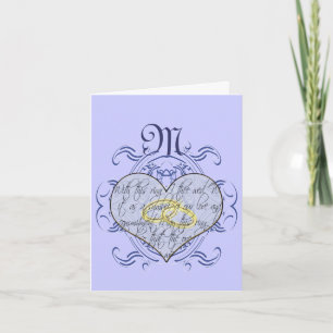Monogram Bröllop Vow Heart Tack Kort