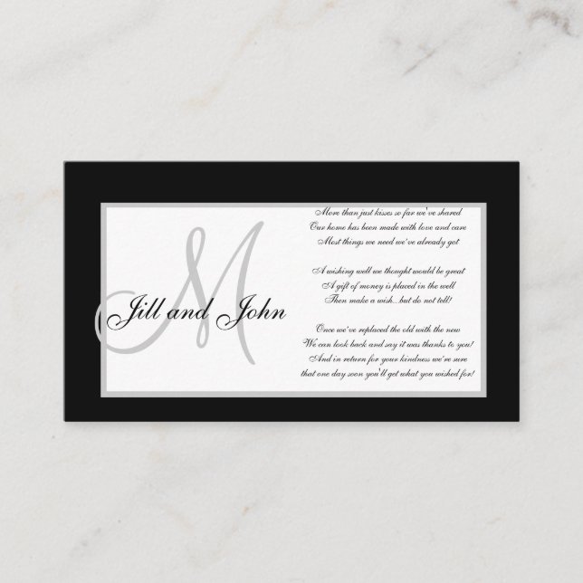 Monogram Bröllop Wishing-brunnskort Tilläggskort (Framsida)