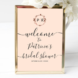 Monogram Bröllopsdusch Välkomstskylt Skumskiva Poster