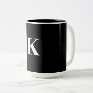 Monogram bröllopsgåva festgåva svart vit namn Två-Tonad mugg