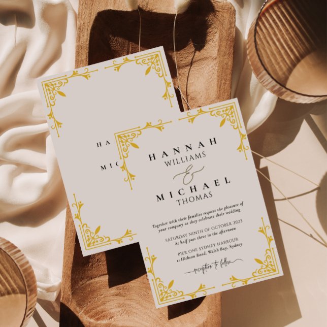 Monogram-bröllopsinbjudan från Guld Gräns Classic  Inbjudningar (Skapare uppladdad)