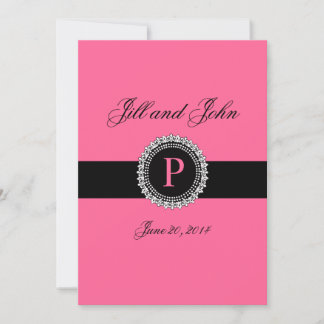 Monogram - Bröllopsinbjudningar Rosa Fleur de Lis Inbjudningar