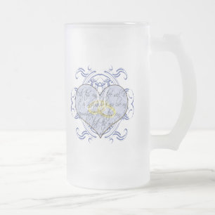 Monogram bröllopslöfte hjärta frostat ölglas