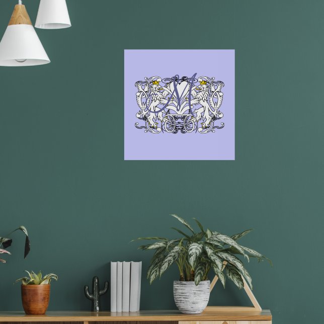 Monogram bröllopslöfte hjärta poster (Vardagsrum 1)